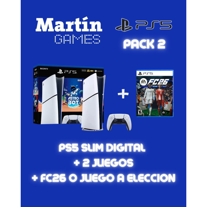 CONSOLA Playstation 5 PS5 SLIM DIGITAL + FC26 O JUEGO A ELECCIÓN + ASTROBOT Y GT7 CONSOLA Playstation 5 PS5 SLIM DIGITAL + FC26 O JUEGO A ELECCIÓN + ASTROBOT Y GT7