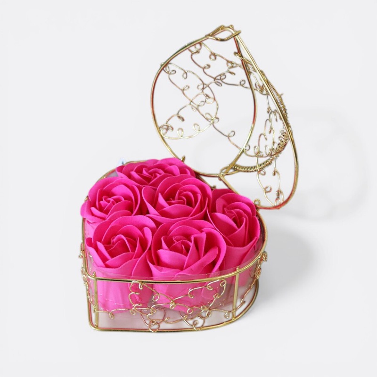 Set Arreglo De Jabones X6 - Caja Corazón - Fucsia 