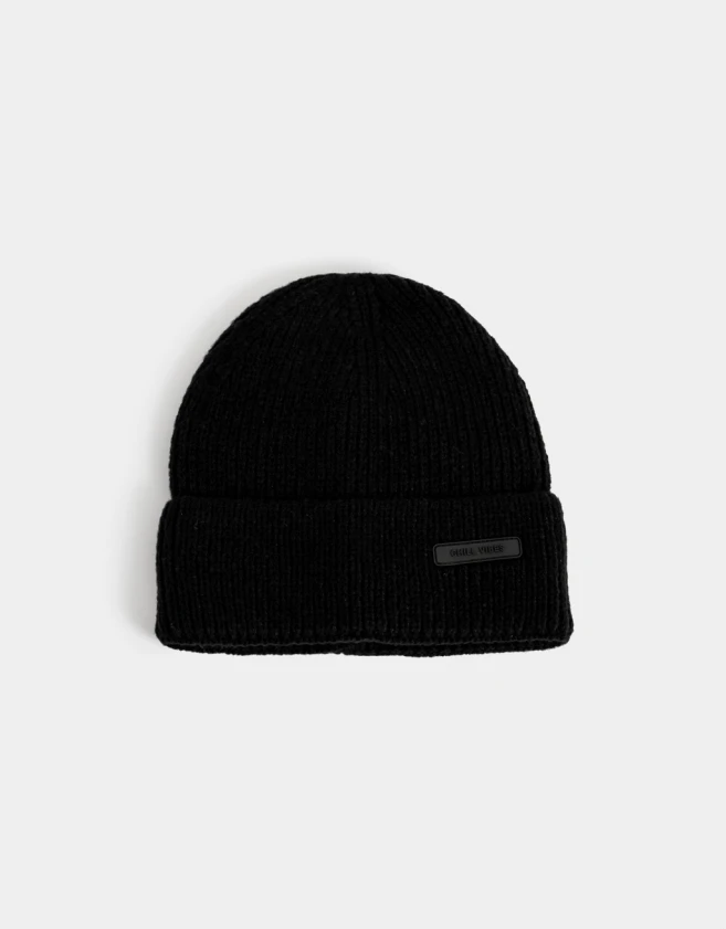 Gorro Clasico Gorro Tejido Con Tag - Negro