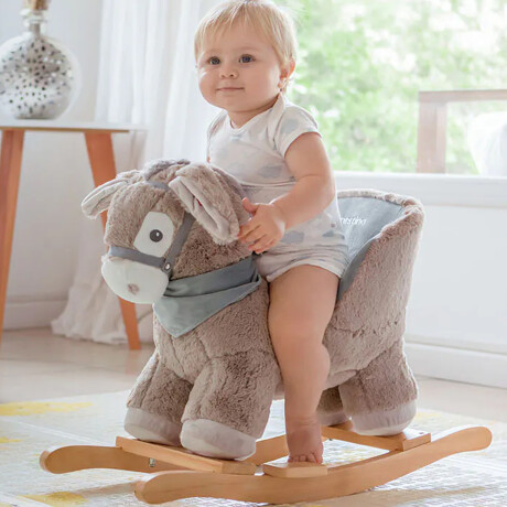 Mecedor de Peluche Carestino con Base de Madera Verde agua