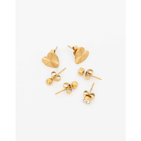 Set De Aros Pasantes Acero Dorado