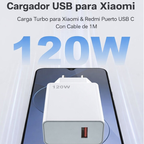 Cargador Xiaomi 120w + Cable Usb-c Hypercarga CARGADOR XIAOMI 120W