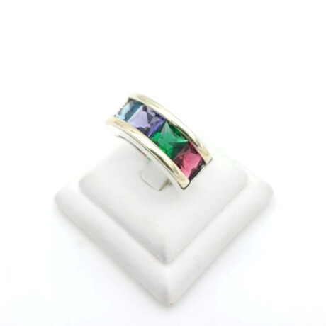 Anillo de plata 925, double en oro 18 ktes y circonias. Anillo de plata 925, double en oro 18 ktes y circonias.