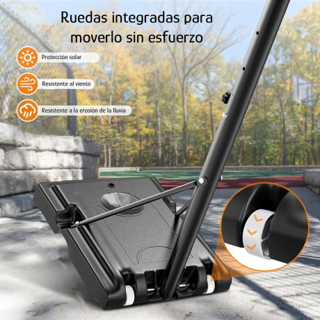 Aro de Básquet De Pie con Red Base Altura Regulable Portátil Negro