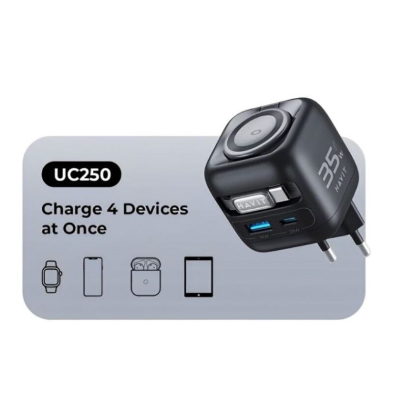 Adaptador De Carga Havit Gan 35W UC251UC Adaptador De Carga Havit Gan 35W UC251UC