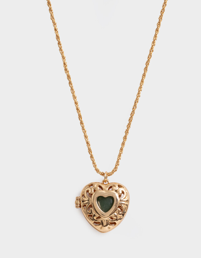 Bijouterie Set Bañada en Oro Set De Cadena Con Relicario Y Piedras - Dorado