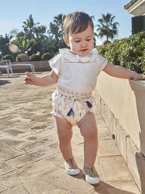 Pantalon Bombacho Ikat Blanco Roto