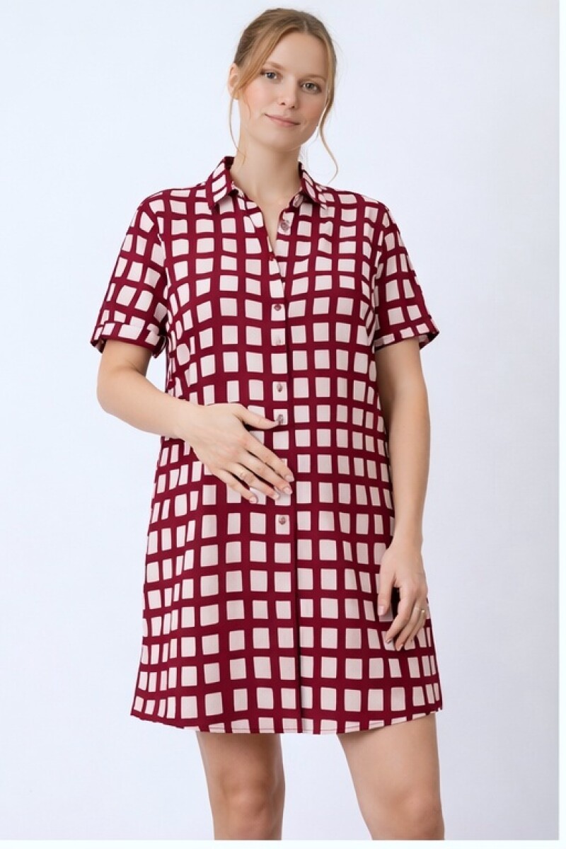 Camisa Maternal Pupa – Viscosa suave con bolsillos prácticos Estampa Borgoña