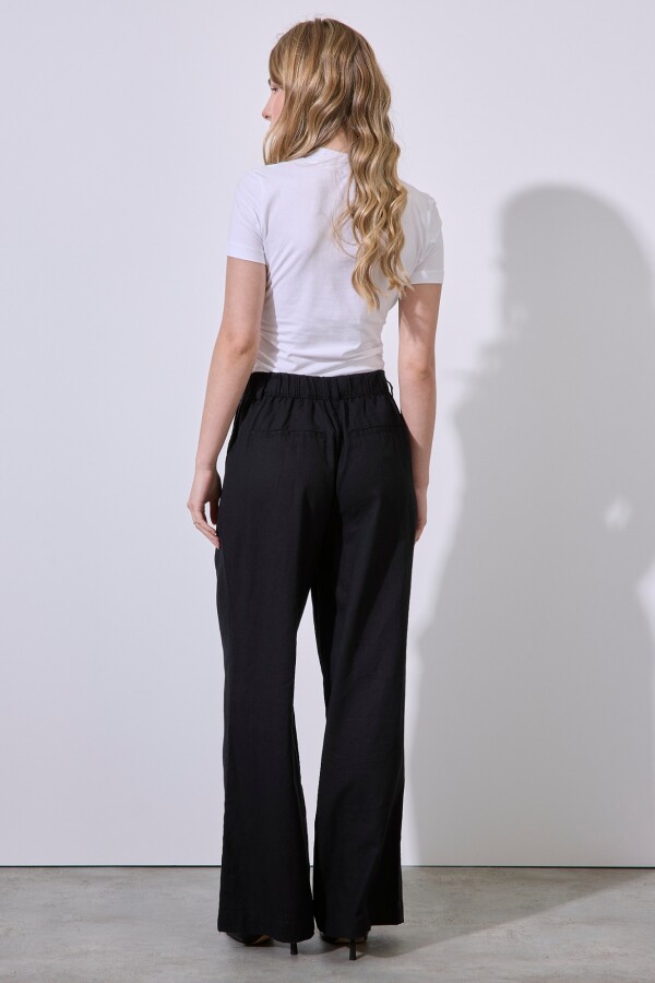 Pantalon Lino Wide NEGRO