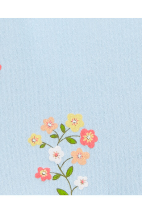 Set dos piezas de algodón, monito corto y vestido, diseño floral Sin color