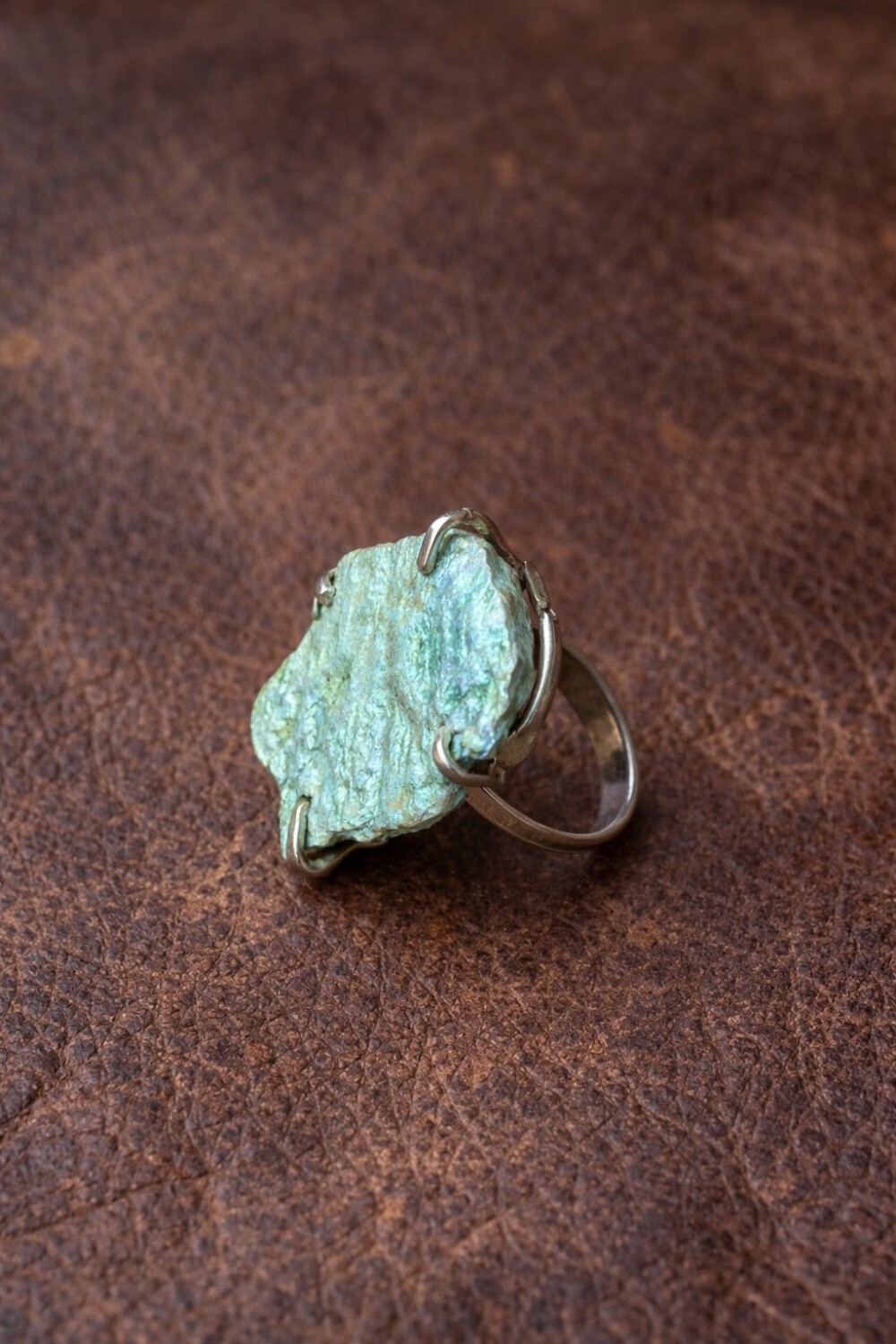 Raw Stone Ring Verde Agua