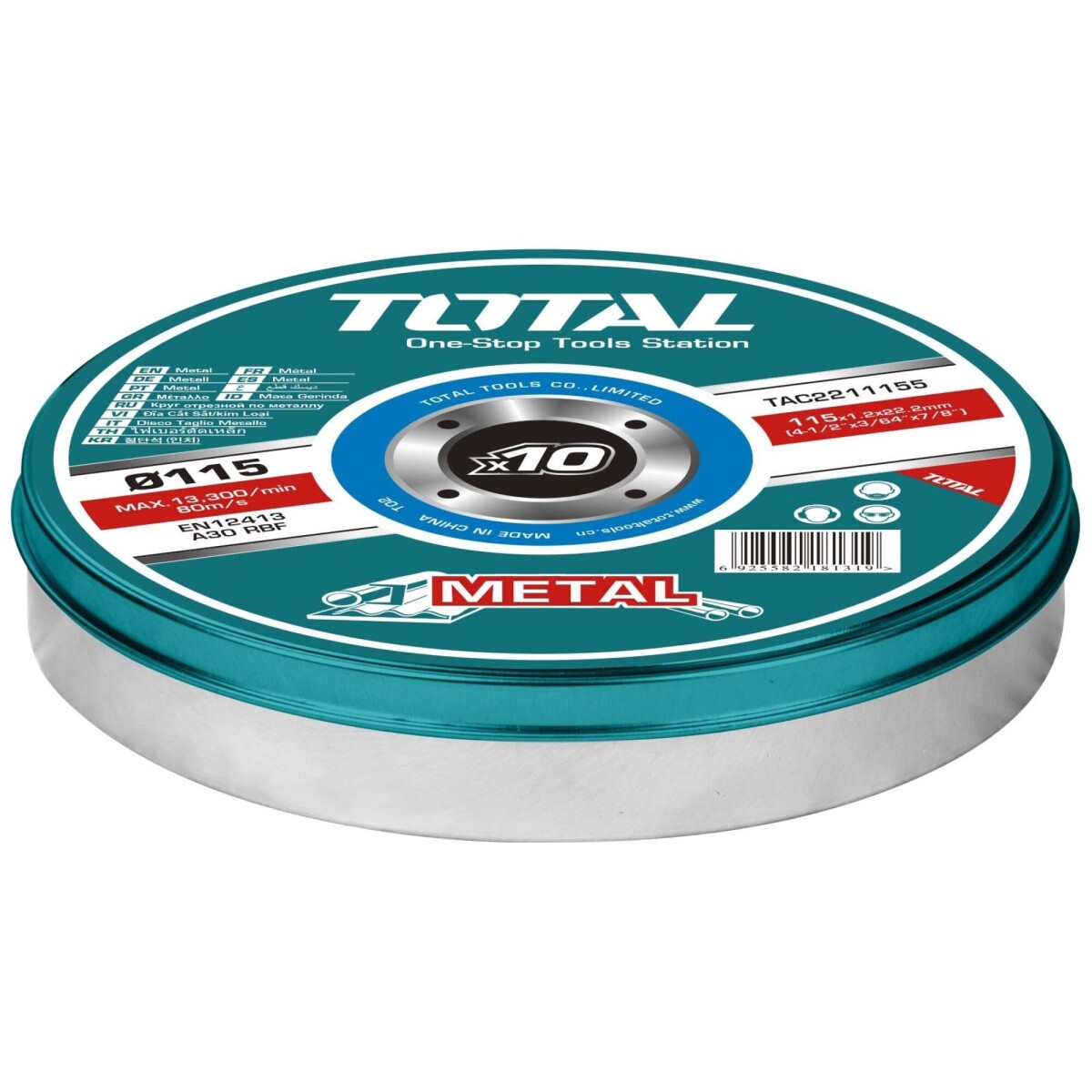 Set 10 Discos Corte Metal Para Amoladora 4.1/2" - 1.2mm 