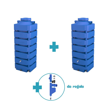 2 Colectores de Agua + Filtro de Regalo 1050 lts. Azul