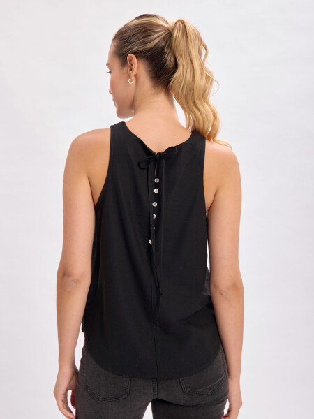 Top con lino Negro