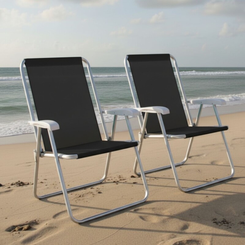 Set x2 Silla Alta Conforto Sannet + Sombrilla NEGRO