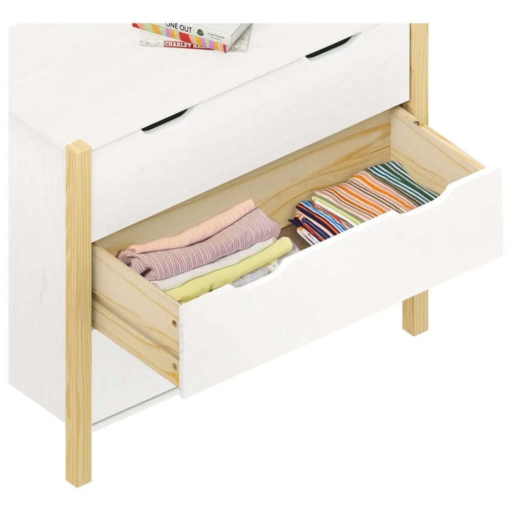 COMODA CAJONERA 3 CAJONES MADERA MACIZA DORMITORIO MADERA / BLANCO