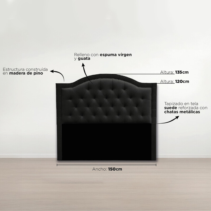 JUEGO DE DORMITORIO SOMMIER MESA DE LUZ RESPALDO ALMOHADA NEGRO Juego De Dormitorio Sommier Mesa De Luz Respaldo Almohada Negro