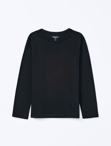 CAMISETA BÁSICA UNISSEX INFANTIL MANGA LARGA NEGRO