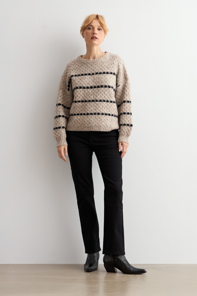 Sweater rayas beige melange