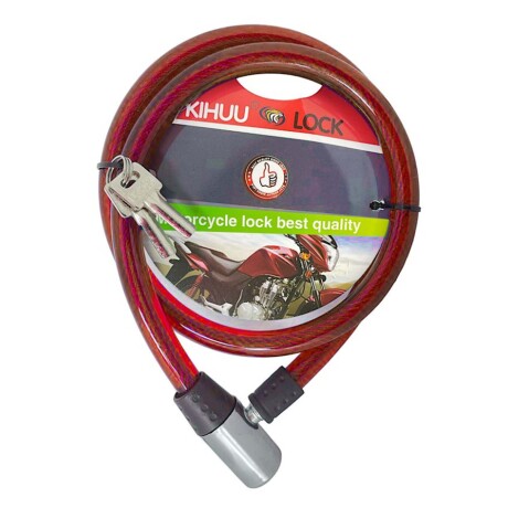 Candado Para Bici Moto Con 2 Llaves Linga Acero Forrada Hts Rojo