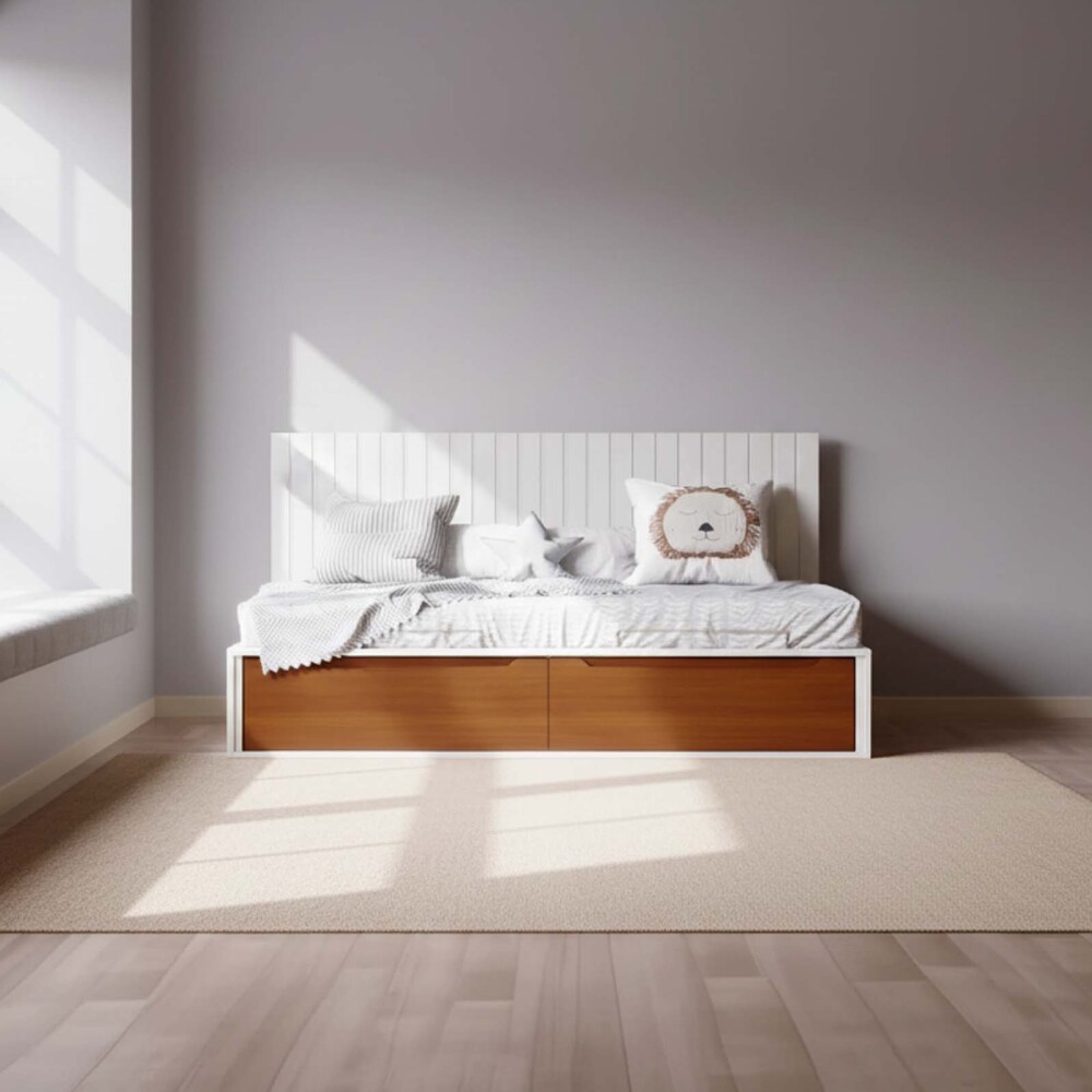 CAMA CAJONES 1 PLAZA MDF BLANCO FUNCIONAL IGOR
