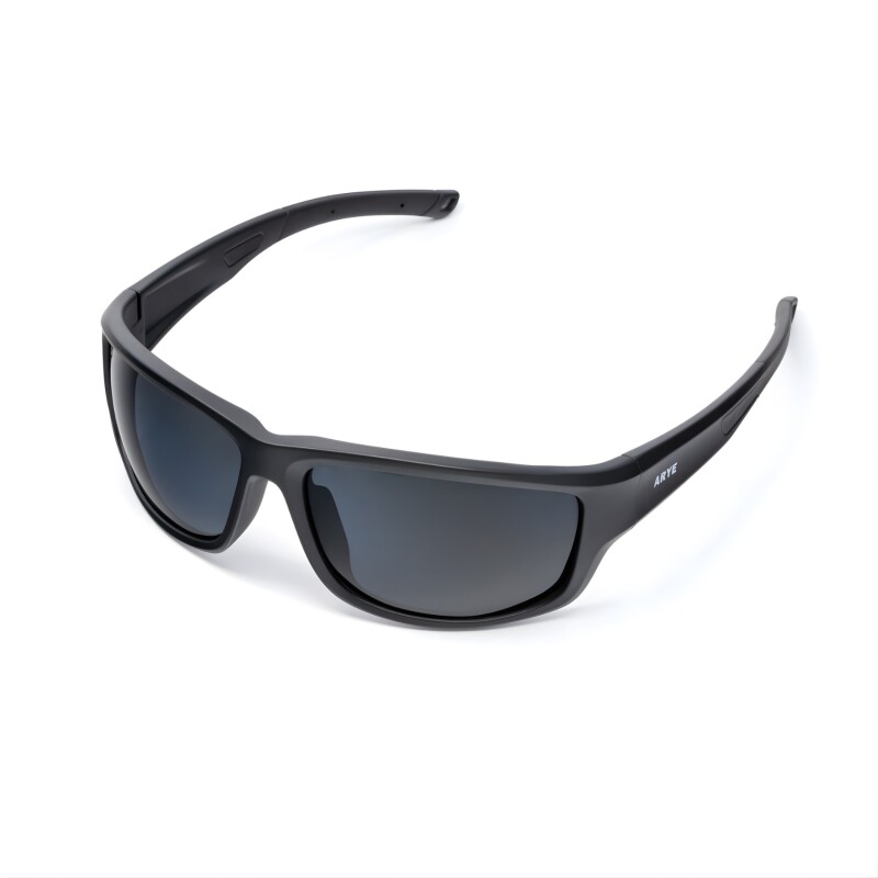 Lentes De Sol Arye Polarizados Con Armazón Brillante Para Protección Visual UV Negro Brillante