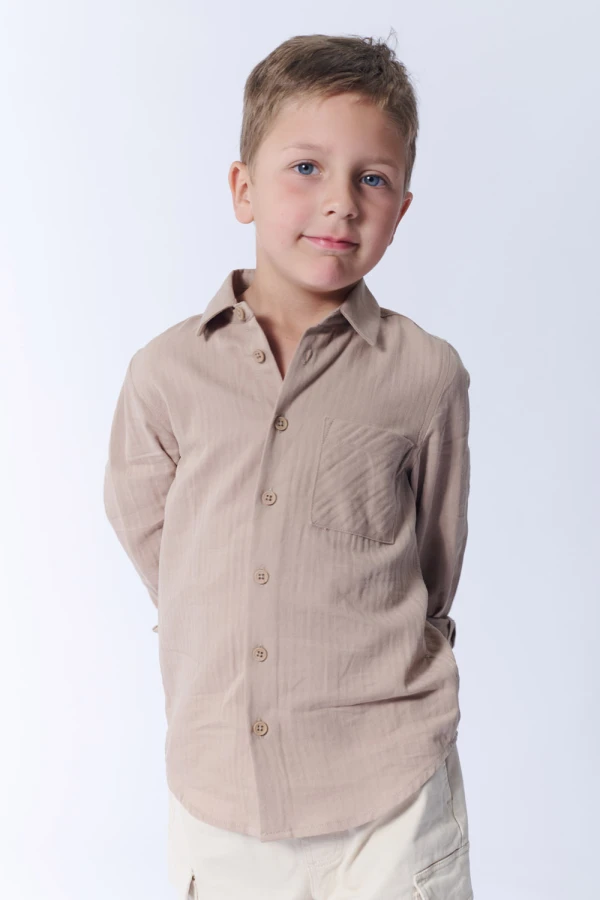 Camisa espiga Estampa Palmera Taupe