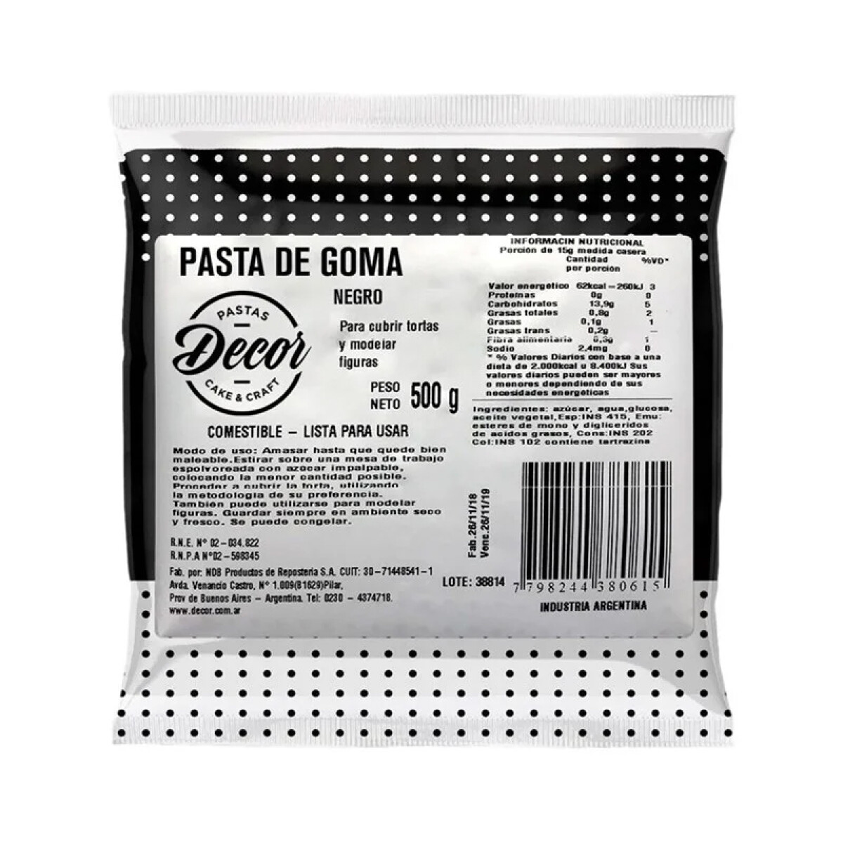 Pasta de Goma Negro - 500 g 