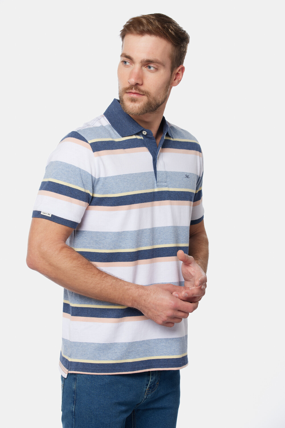 REMERA POLO JERSEY RAYADA Azul