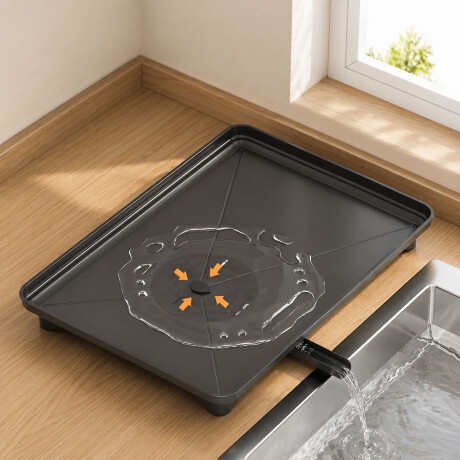 Escurridor de Platos 2 Niveles con Drenaje Automático 4 en 1 Negro
