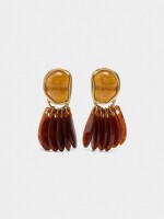 Pendientes Largos De Efecto Piedra marron