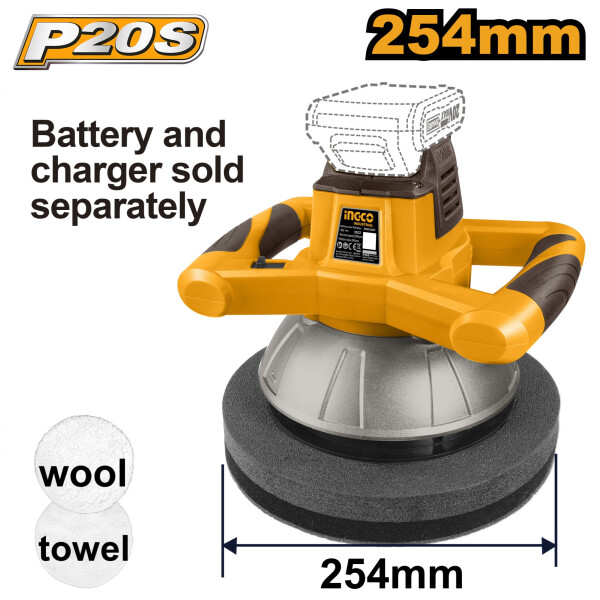PULIDORA A BATERIA 20V 250MM INGCO COPLI2001 LINEA P20S PULIDORA A BATERIA 20V 250MM INGCO COPLI2001 LINEA P20S