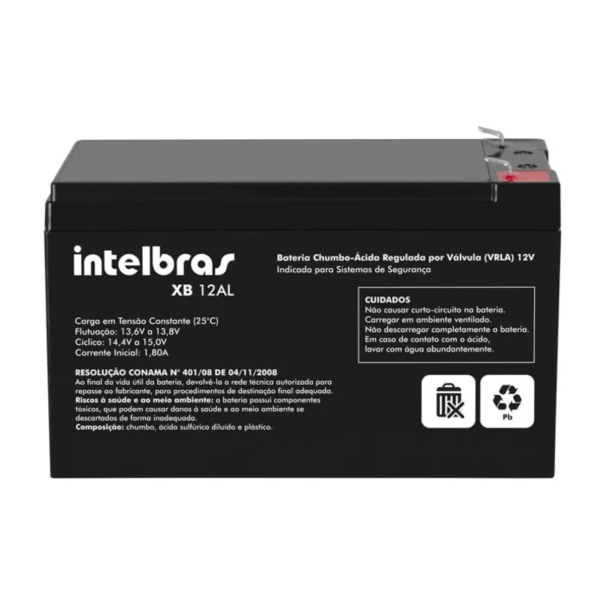 Batería De Alarma Sellada Intelbras Vrla 12 V Xb 12 Segundos 