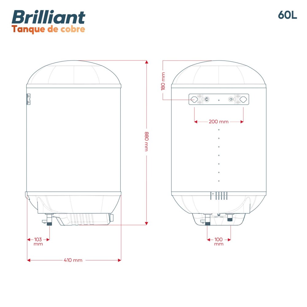 TERMOTANQUE BRILLIANT COBRE 60L BRCC60WH