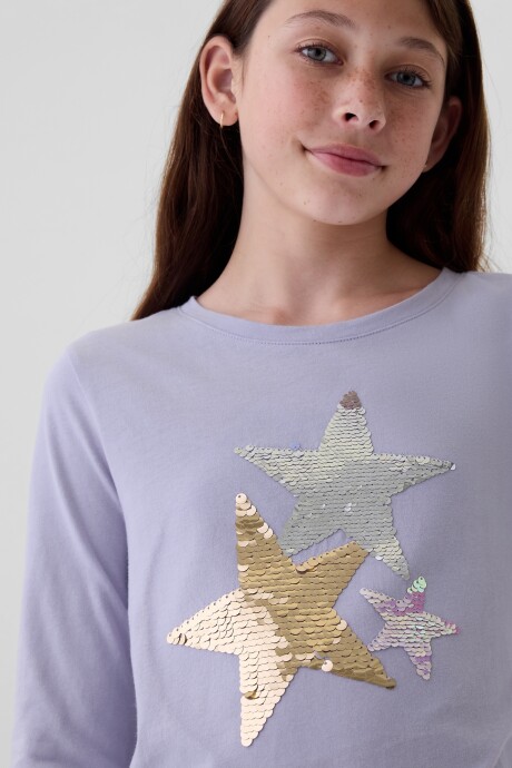 Remera Grafico Manga Larga Niña Cosmic Sky Purple 15-3
