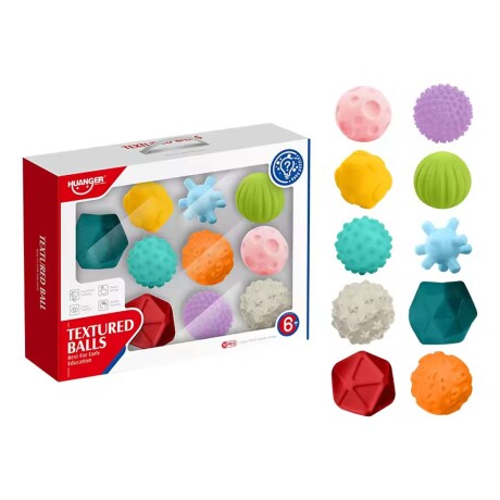 Set 10 Mini Pelotas Silicona Texturizada Blanda Bebé Huanger Multicolor