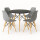 Juego de comedor Con Mesa Circular de 80cm + 4 Sillas Eames Gris/Negro