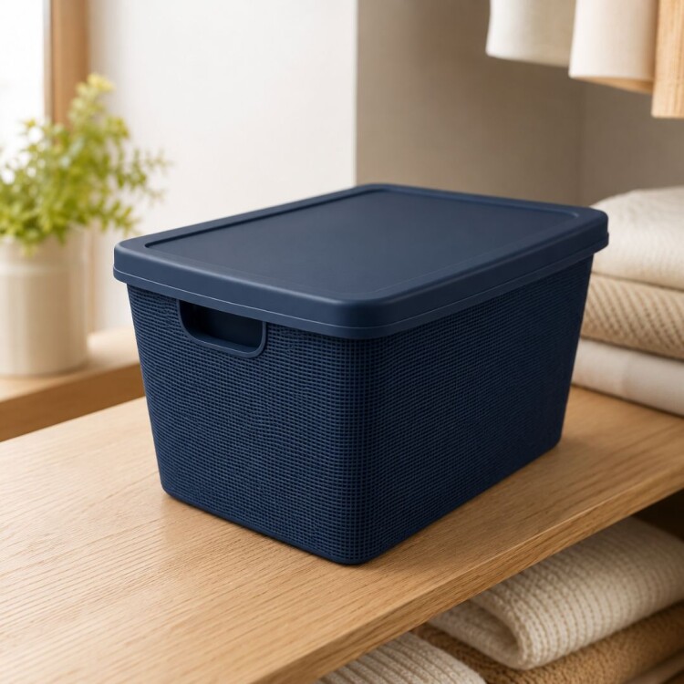 Caja organizadora Simil Rattan 22 litros Azul Caja organizadora Simil Rattan 22 litros Azul