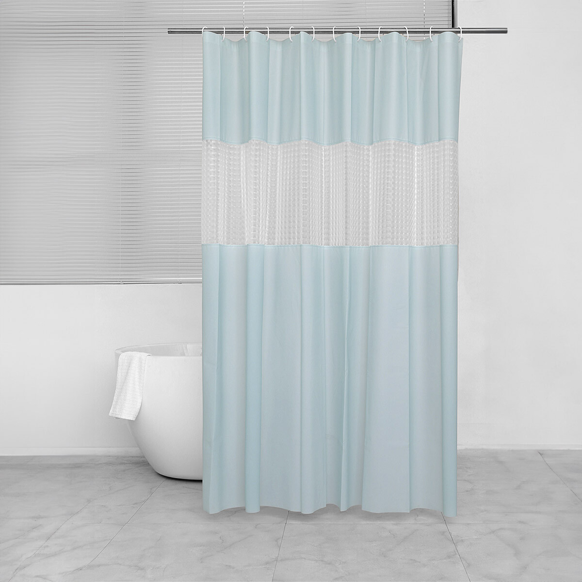 Cortina Baño con Transparencia Bukara con Argollas 180 x 180 cm - MENTA 