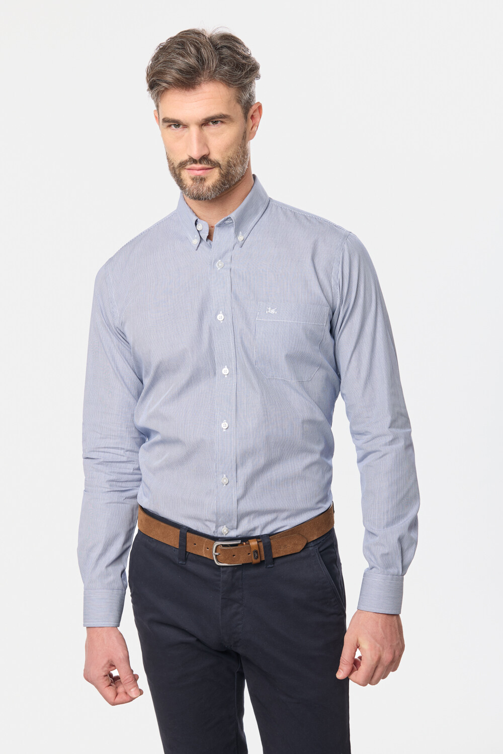 CAMISA SPORT A RAYAS Azul