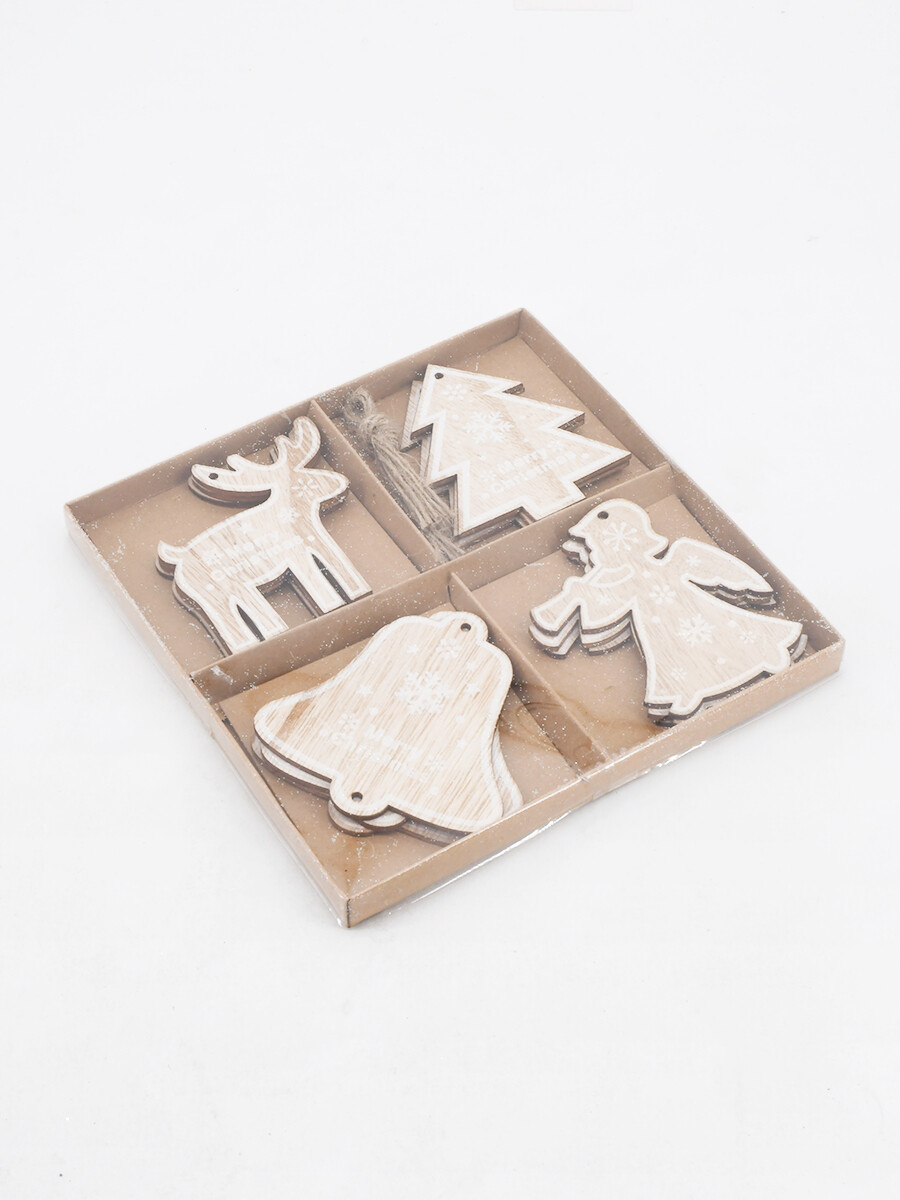 ADORNO COLGANTE MDF 12 PCS - BEIGE 