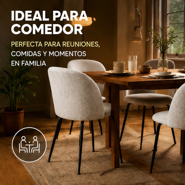 Silla de Comedor ComboHome Cali Eames Acolchada Tela Pack X2 Blanco 1