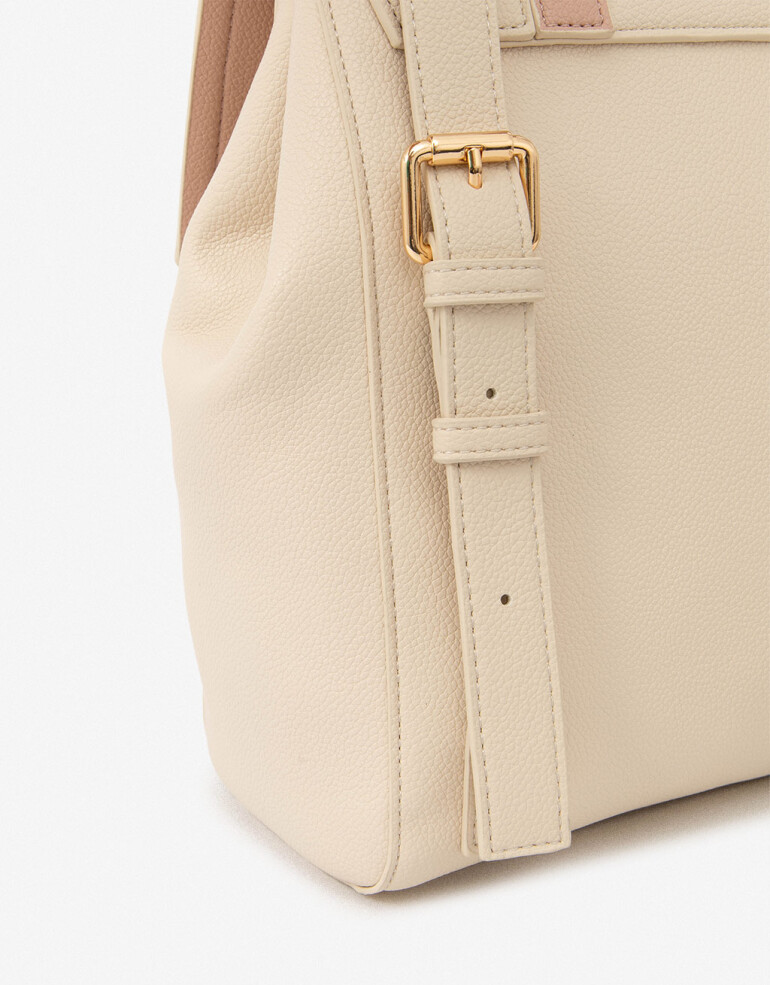Mochilas Urbanas Mochila Con Solapa - Blanco Crema