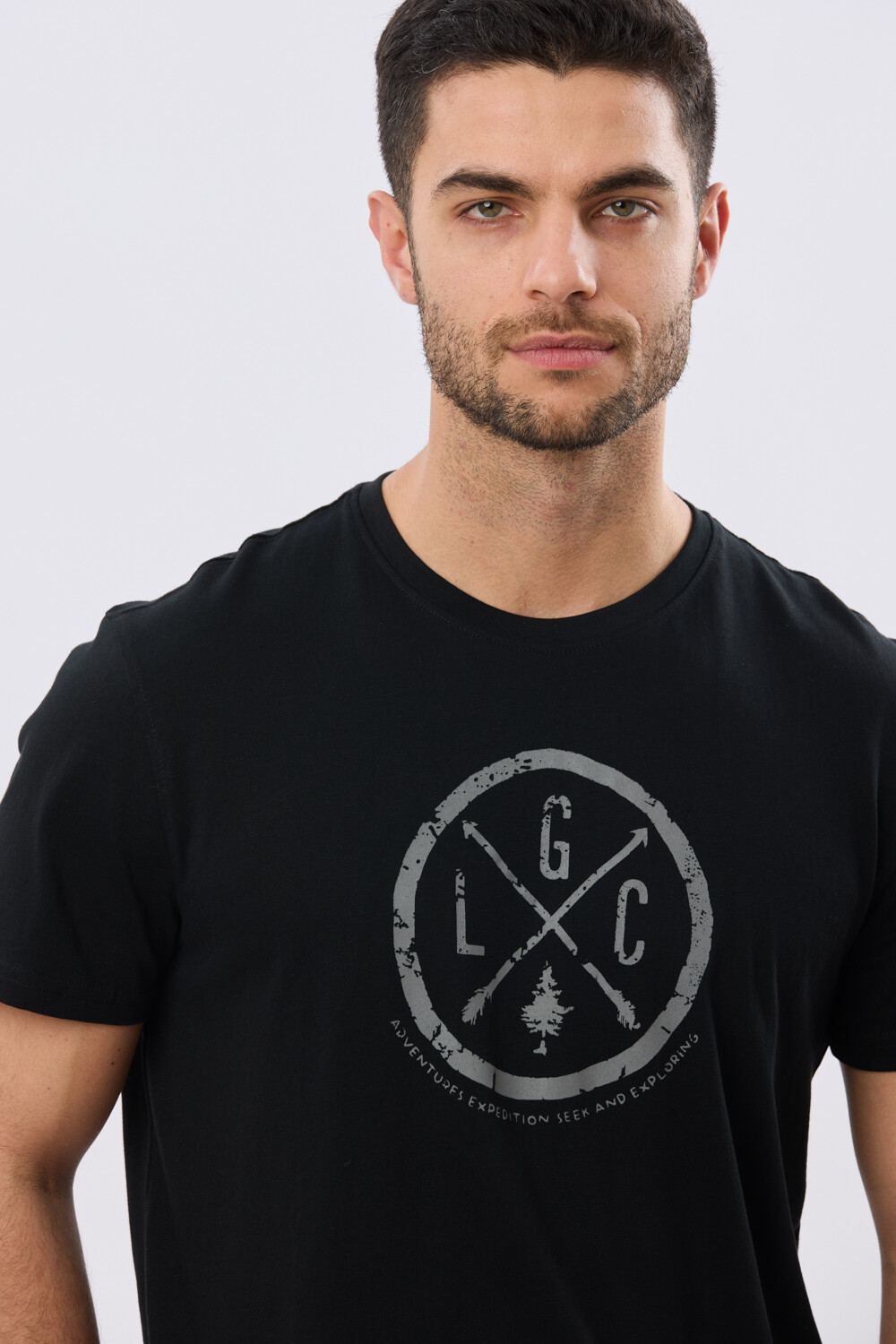 REMERA ESTAMPADA DE ALGODÓN Negro