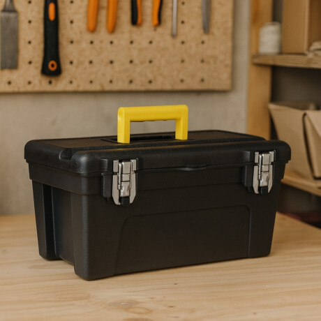 Caja de herramientas plástico con cerradura de metal NEGRO