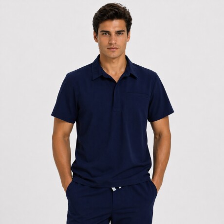 Casaca polo con botón unisex Marino