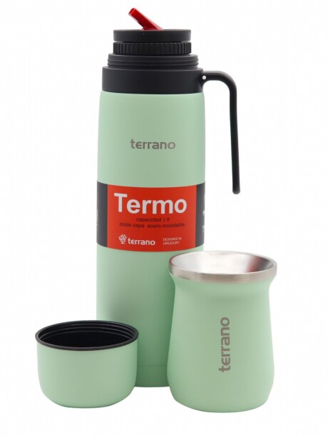 Set Termo + Mate Acero Tradicional Verde Agua