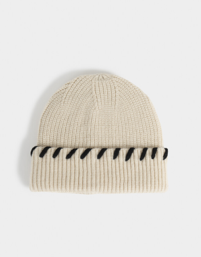 Gorro Romántico Gorro Tejido Con Bordado - Marron Beige