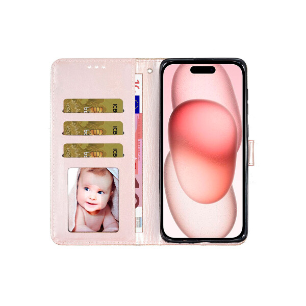 Flip cover para iPhone 16 Plus brillos color dorado Flip Cover Para Iphone 16 Plus Brillos Color Dorado