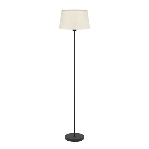 Lámpara de pie E27 acero negro y pant. tela blanca EG6070